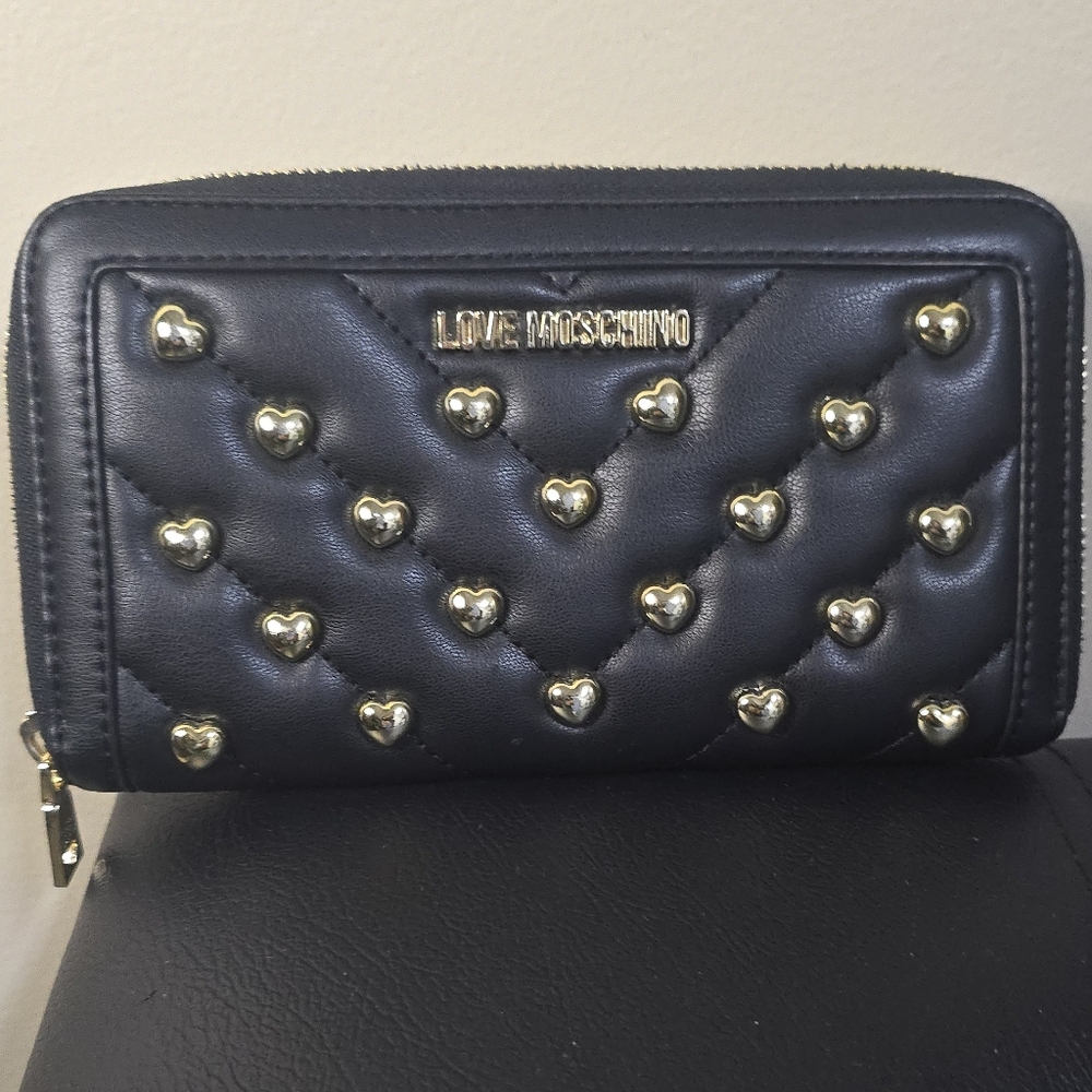 Love Moschino gold heart studded wallet​​​​​